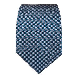 ERMENGILDO ZEGNA Silver Geometric Silk Tie ITALY 59"/ 3.2" EC